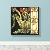 Fornamental Floral Design with Black Borders Canvas Afdruk (Insitu (Houten vloer))