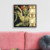 Fornamental Floral Design with Black Borders Canvas Afdruk (Insitu (Woonkamer))