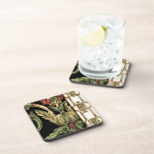 Fornamental Floral Design with Black Borders Drankjes Onderzetter (Rechterzijde)