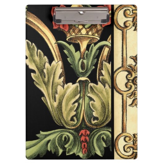 Fornamental Floral Design with Black Borders Klembord (Voorkant)