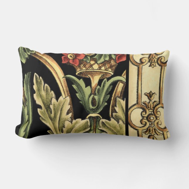 Fornamental Floral Design with Black Borders Kussen (Voorkant)