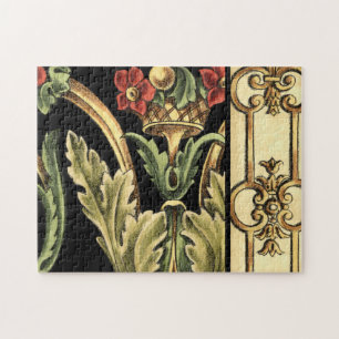 Fornamental Floral Design with Black Borders Legpuzzel