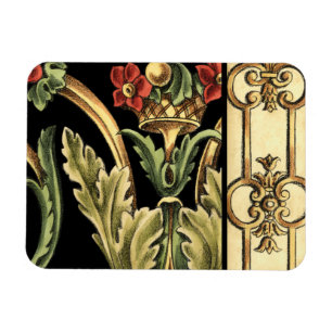 Fornamental Floral Design with Black Borders Magneet