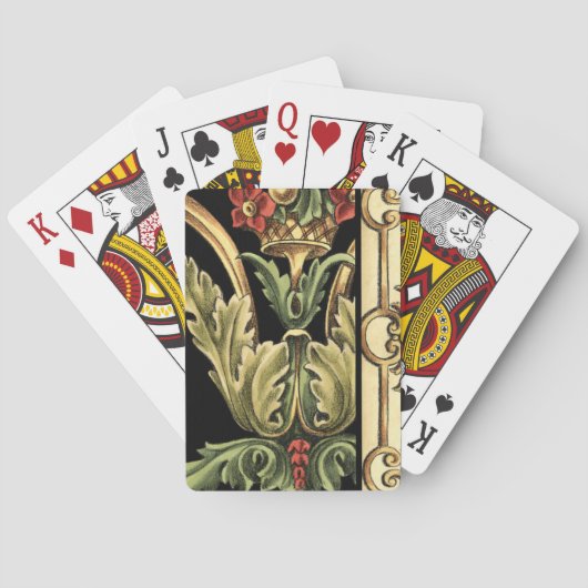 Fornamental Floral Design with Black Borders Pokerkaarten (Achterkant)