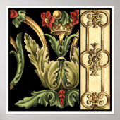 Fornamental Floral Design with Black Borders Poster (Voorkant)