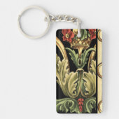 Fornamental Floral Design with Black Borders Sleutelhanger (Voorkant)