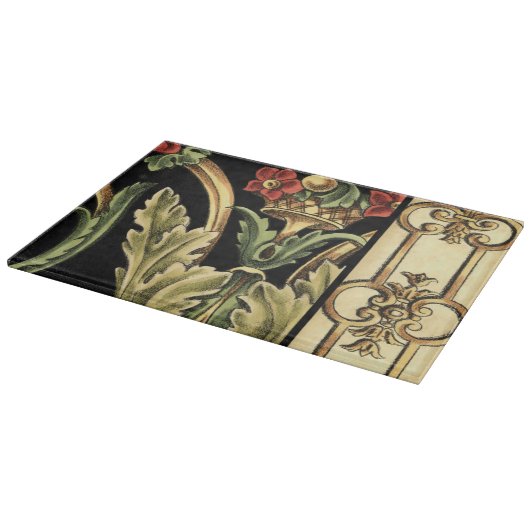 Fornamental Floral Design with Black Borders Snijplank (Hoek)