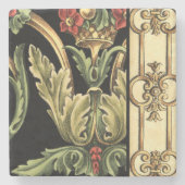 Fornamental Floral Design with Black Borders Stenen Onderzetter (Voorkant)