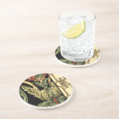 Fornamental Floral Design with Black Borders Zandsteen Onderzetter (Zijkant)