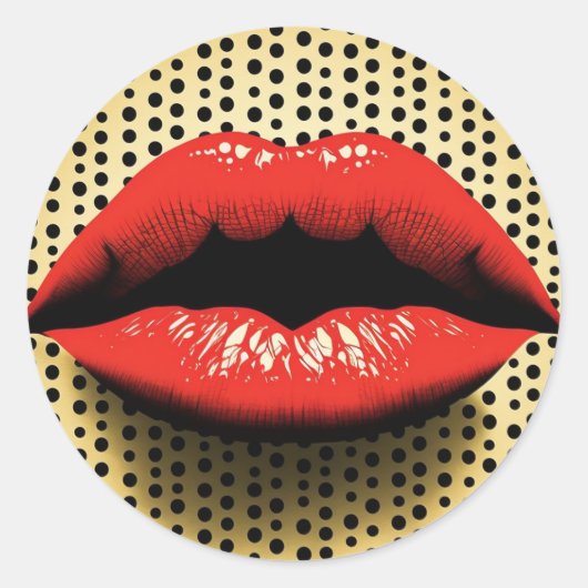 Fornasetti Style Lips Ronde Sticker (Voorkant)
