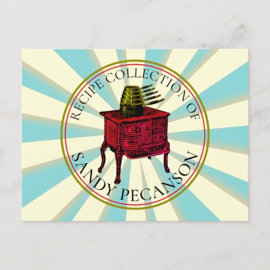 fornuis koken gepersonaliseerde receptenkaart briefkaart (Voorkant)