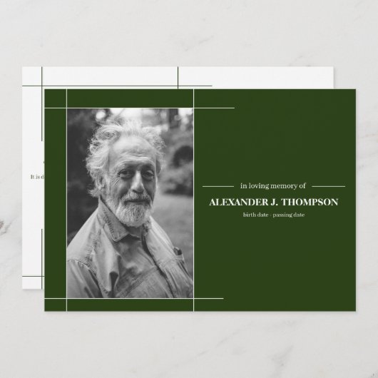 Forrest Green & White in het liefhebben van geheug Bedankkaart (Voorkant / Achterkant)