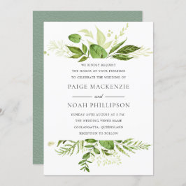 Forrest Greenery Elegant Wedding Invitation Kaart