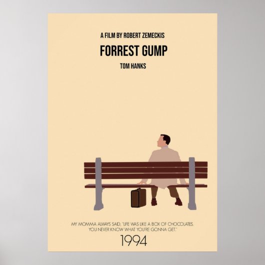 Forrest Gump minimalistische film Poster (Voorkant)
