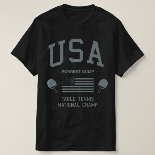 Forrest Gump USA Table Tennis National Champ T-shirt (Design voorkant)