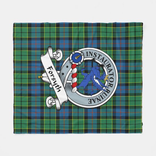 Forsyth Ancient Clan Badge Tartan Pset Fleece Deken (Voorkant (Horizontaal))