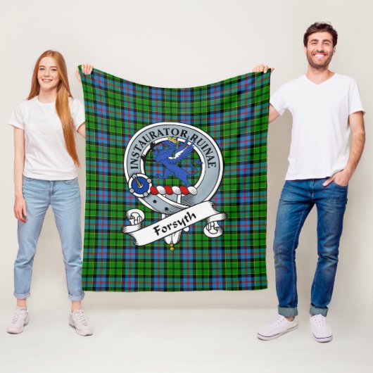 Forsyth Clan Badge Schotse Ruit Plaid Fleece Deken (In situ)