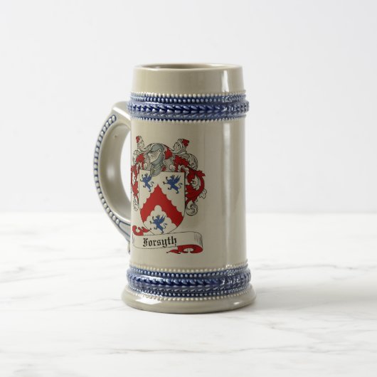 Forsyth Coat of Arms Stein - Family Crest Bierpul (Voorkant links)