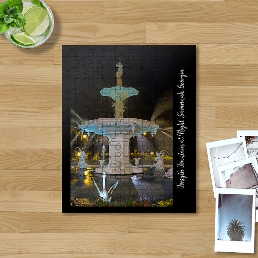 Forsyth-fontein bij nacht in Savannah GA Legpuzzel