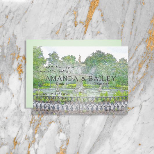 Forsyth Fontein Waterverf Savannah GA Kaart