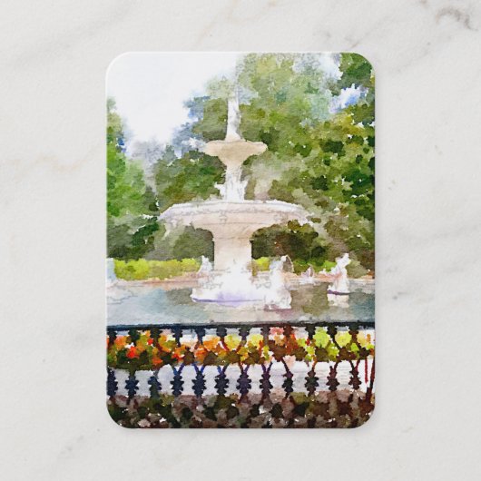 Forsyth Fountain in Savannah GA Artist Print Visitekaartje (Voorkant)