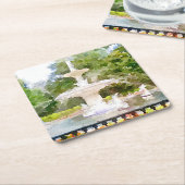 Forsyth Fountain in Savannah GA Waterverf Print Kartonnen Onderzetters (Schuin)