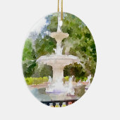 Forsyth Fountain in Savannah GA Waterverf Print Keramisch Ornament (Rechts)