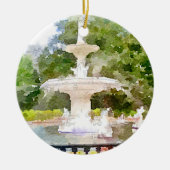 Forsyth Fountain in Savannah GA Waterverf Print Keramisch Ornament (Voorkant)