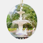 Forsyth Fountain in Savannah GA Waterverf Print Keramisch Ornament (Links)