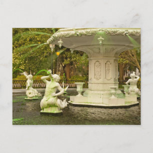 Forsyth Fountain, Savannah, GA-reisfotografie Briefkaart