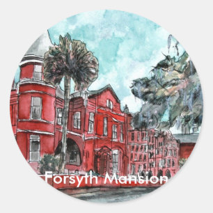 Forsyth Mansion Savannah Georgia schilderij Ronde Sticker