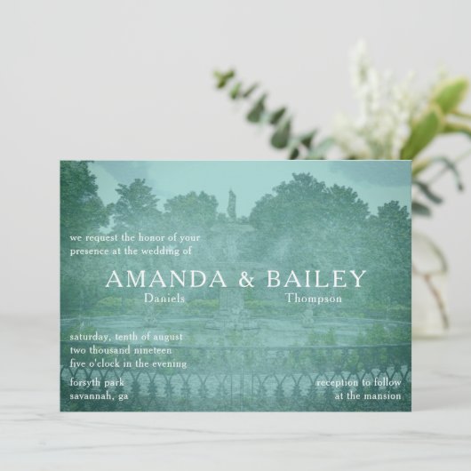 Forsyth Park Fontein Savannah GA Bruiloft Kaart (Staand voorkant)