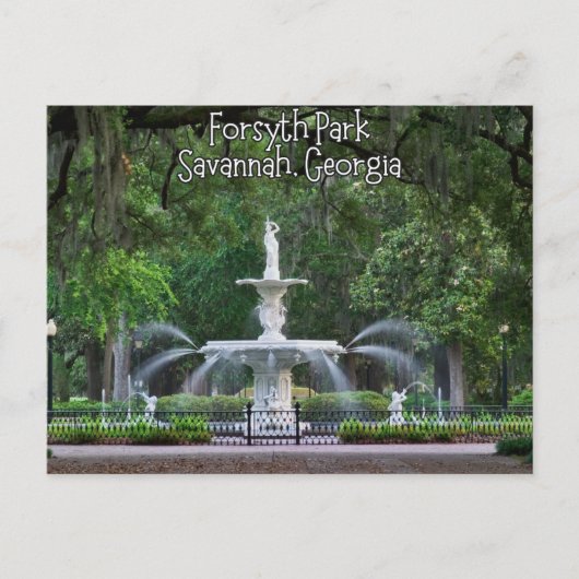 Forsyth Park Fontein, Savannah Georgia Briefkaart (Voorkant)