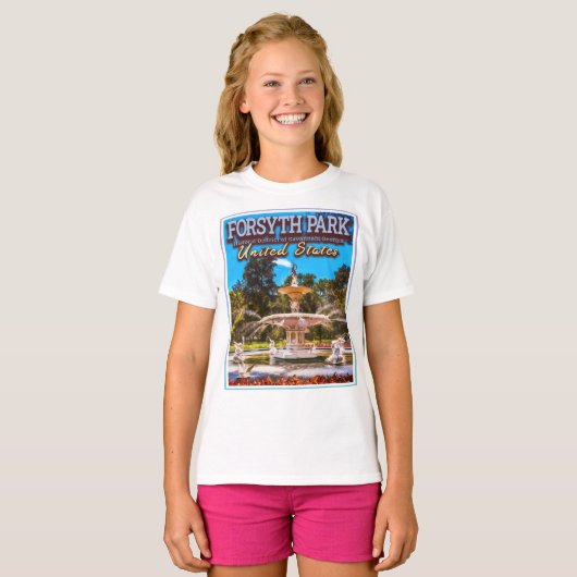 FORSYTH PARK - FORSYTH FOUNTAIN - SAVANNAH GEORGIA T-SHIRT (Voorkant volledig)