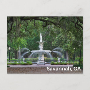Forsyth Park Fountain in Savannah, GA Briefkaart