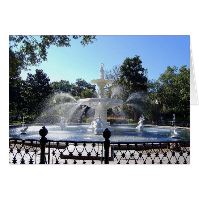 Forsyth Park Fountain, Savannah, Georgia, Card (Voorkant Horizontaal)