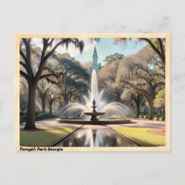 Forsyth Park Georgia Vintage Reizen Briefkaart