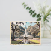 Forsyth Park Georgia Vintage Reizen Briefkaart (Staand voorkant)