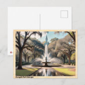 Forsyth Park Georgia Vintage Reizen Briefkaart (Voorkant / Achterkant)