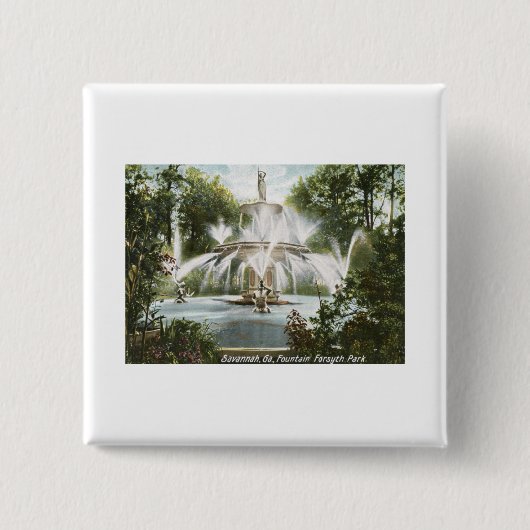 Forsyth Park, Savannah 1906 Vierkante Button 5,1 Cm (Voorkant)