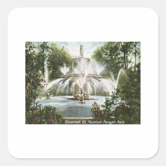 Forsyth Park, Savannah 1906  Vierkante Sticker (Voorkant)