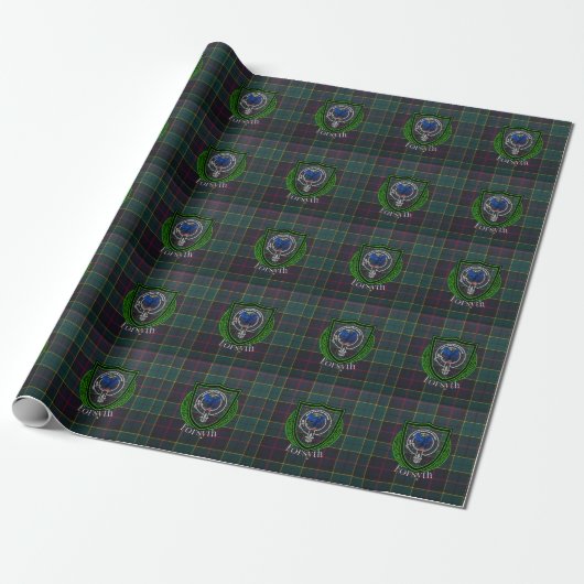 Forsyth Schotse Clan Tartan & Crest Cadeaupapier (Uitgerold)