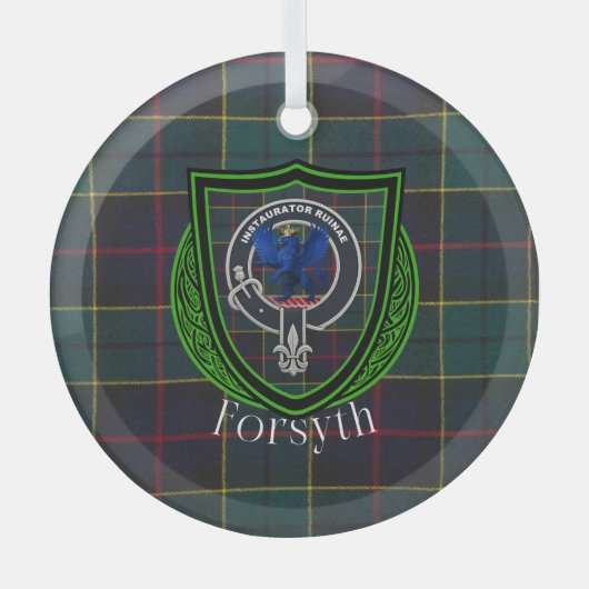 Forsyth Schotse Clan Tartan & Crest Glas Ornament (Voorkant)