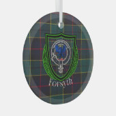 Forsyth Schotse Clan Tartan & Crest Glas Ornament (Voorkant Rechts)