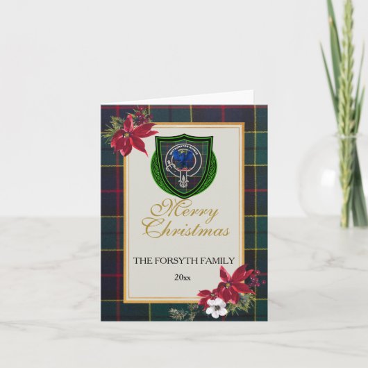 Forsyth Schotse Clan Tartan & Crest Kaart (Voorkant)