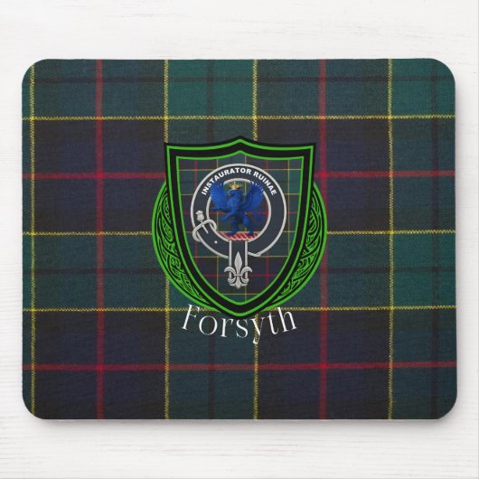 Forsyth Schotse Clan Tartan & Crest Muismat (Voorkant)
