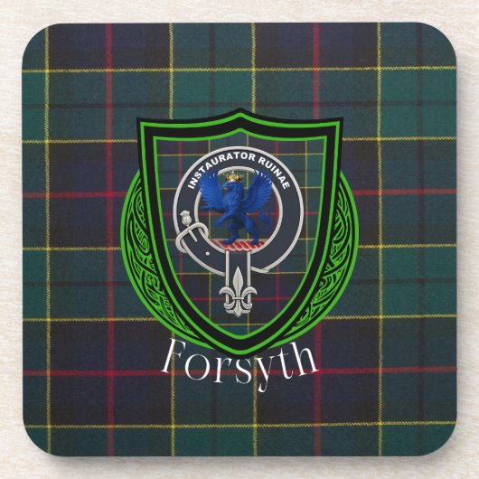 Forsyth Scottish Clan Tartan & Crest Bier Onderzetter (Voorkant)
