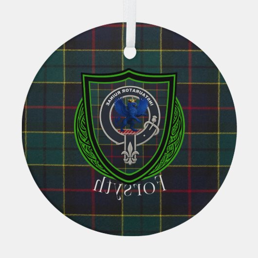 Forsyth Scottish Clan Tartan & Crest Glas Ornament (Achterkant)