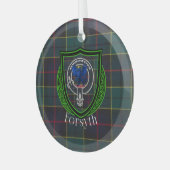 Forsyth Scottish Clan Tartan & Crest Glas Ornament (Voorkant links)