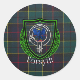 Forsyth Scottish Clan Tartan & Crest Ronde Sticker